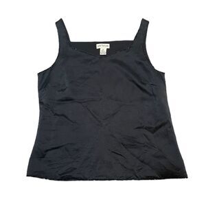 Vintage Ann Taylor 100% Silk Black Beaded Tank Size S